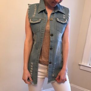 Denim vest long